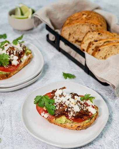 BBQ Birria Toast on Euro-Bake Jalapeno Cheddar Demi Loaf